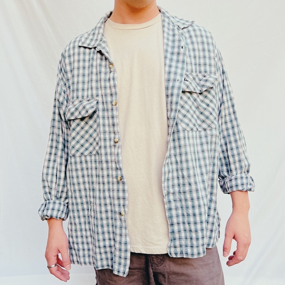 Vintage Other - 3/$40 📌 Vintage Rusty Mens XL Plaid Flannel Green Tan Button Down Oversized